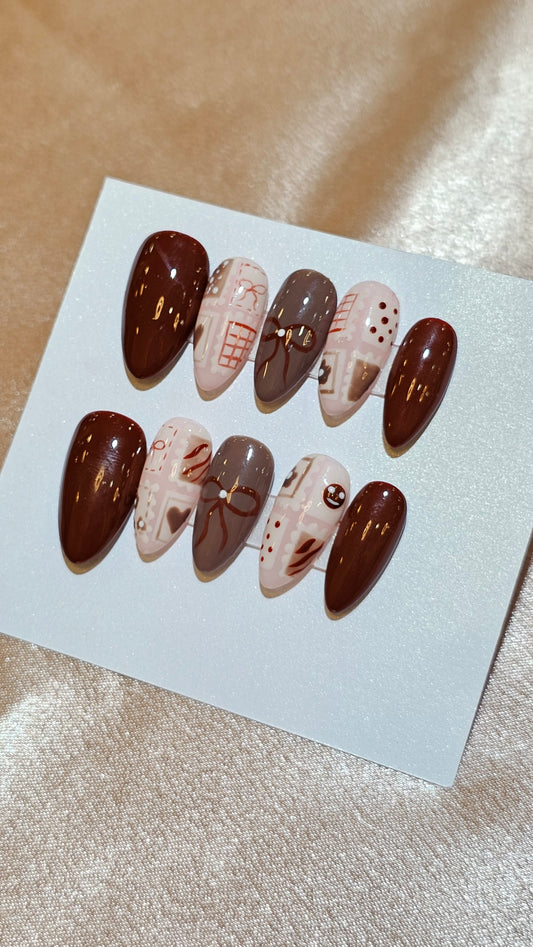 Chocolate Gift Box Nails🍫🤎